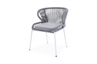 MR1001586 стул из роупа, каркас алюминий светло-серый шагрень, роуп серый меланж, ткань светло-серая